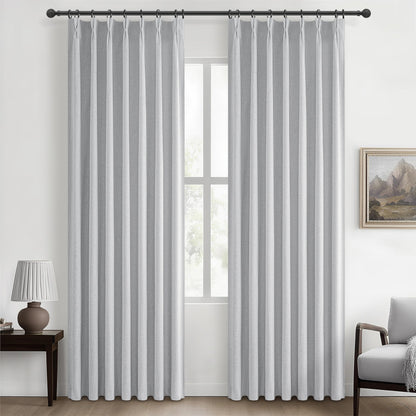 Linen Pinch Pleated Blackout Curtains 2 Panels Drapes for Living Room Bedroom