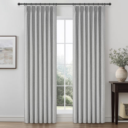 Linen Pinch Pleated Blackout Curtains 2 Panels Drapes for Living Room Bedroom