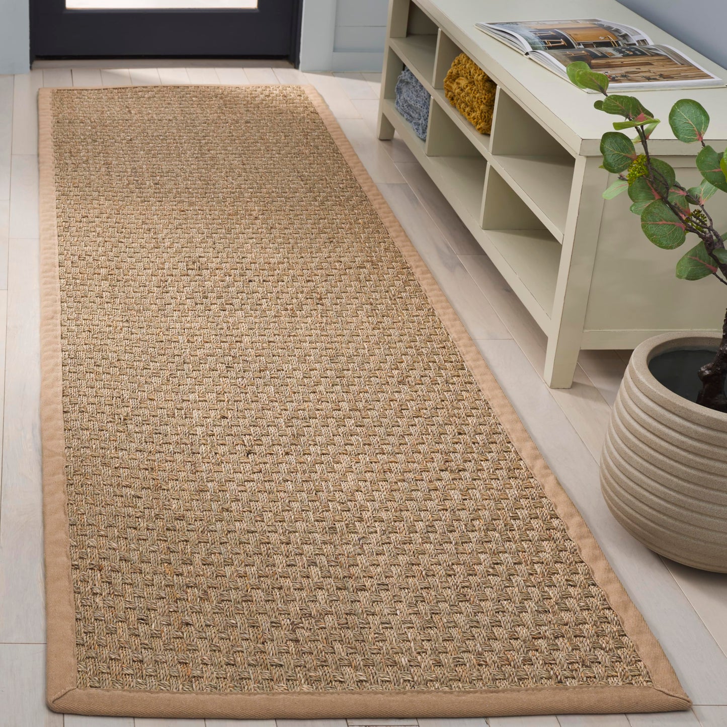 Natural Seagrass Basketweave Area Rug Natural Beige 5x8