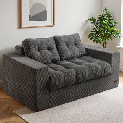 Tufted Loveseat Sofa for Small Spaces No Assembly Bean Bag Style Couch