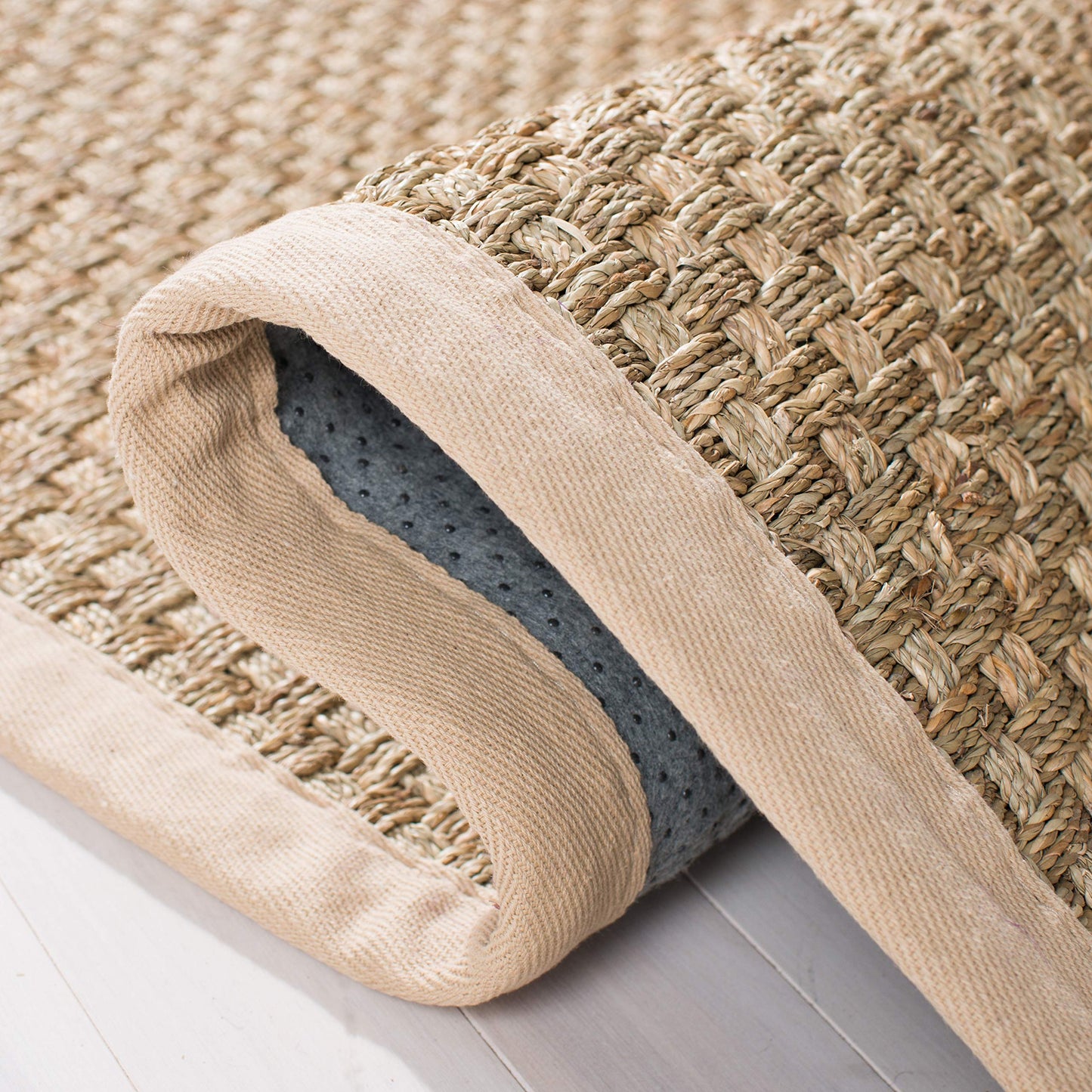 Natural Seagrass Basketweave Area Rug Natural Beige 5x8
