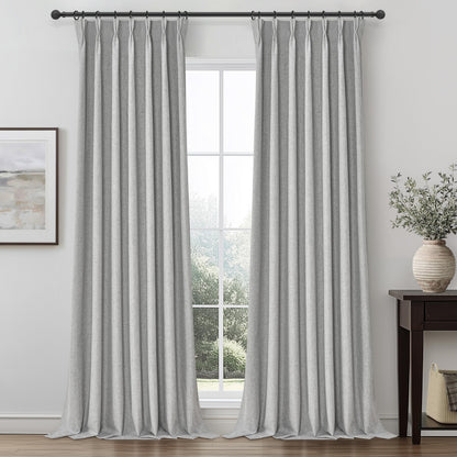 Linen Pinch Pleated Blackout Curtains 2 Panels Drapes for Living Room Bedroom