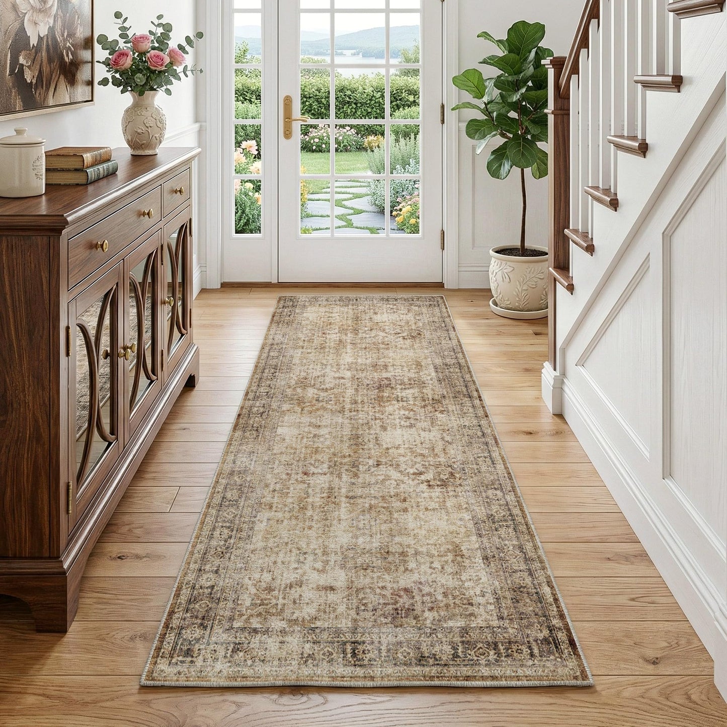 FMFUNCTEX Vintage Distressed Oriental Rug