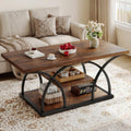 Rustic 3-Tier Coffee Table with Storage Industrial Wood Metal Frame