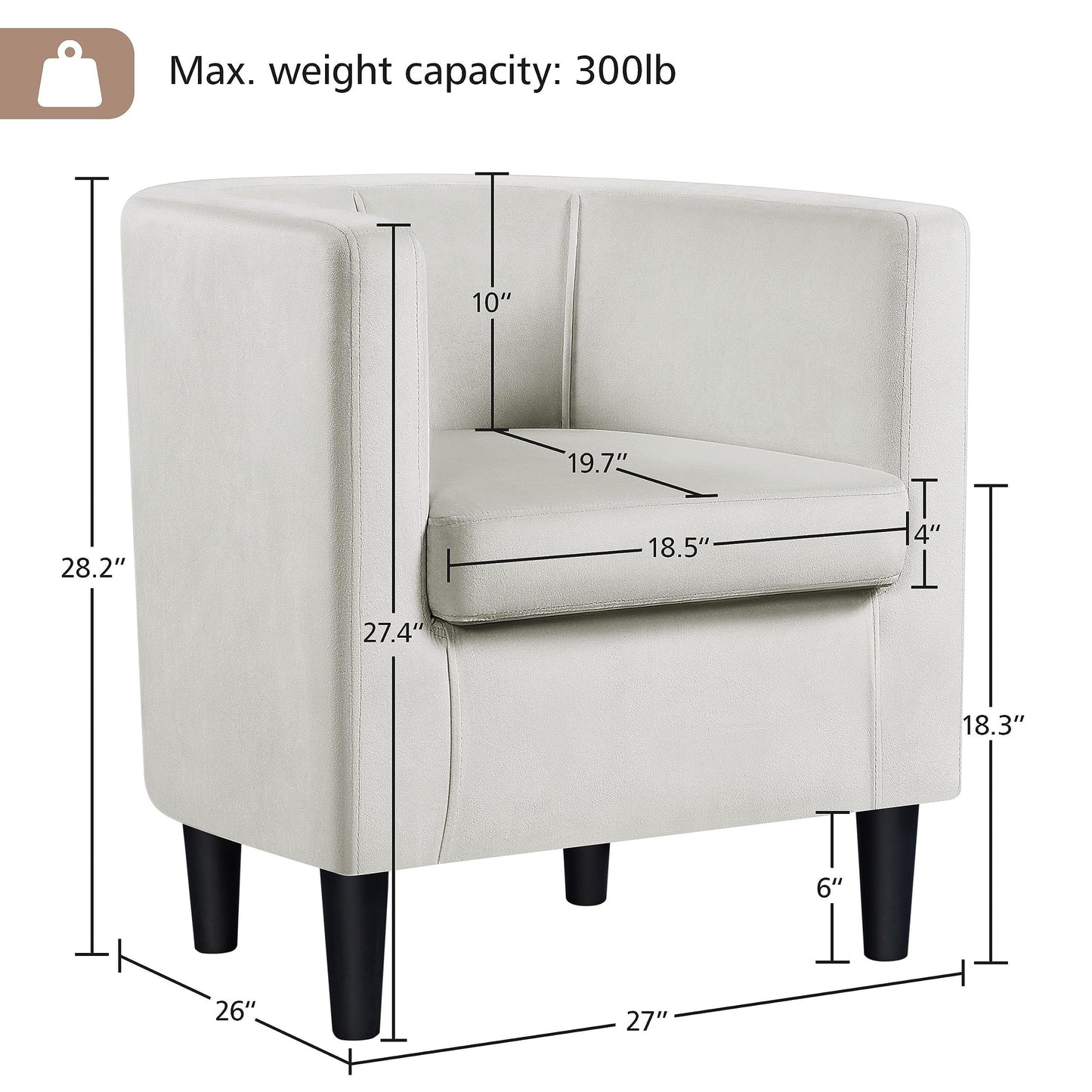 Velvet Armchair with Wide Seat and Wooden Frame for Living Room