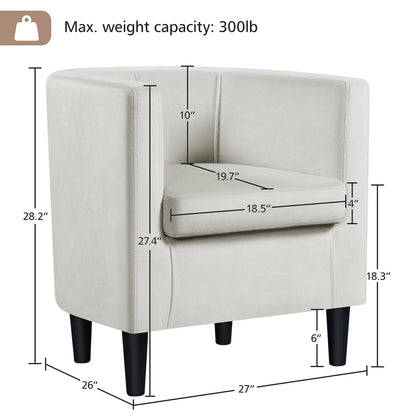 Velvet Armchair with Wide Seat and Wooden Frame for Living Room