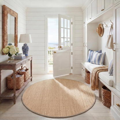 Natural Seagrass Basketweave Area Rug Natural Beige 5x8