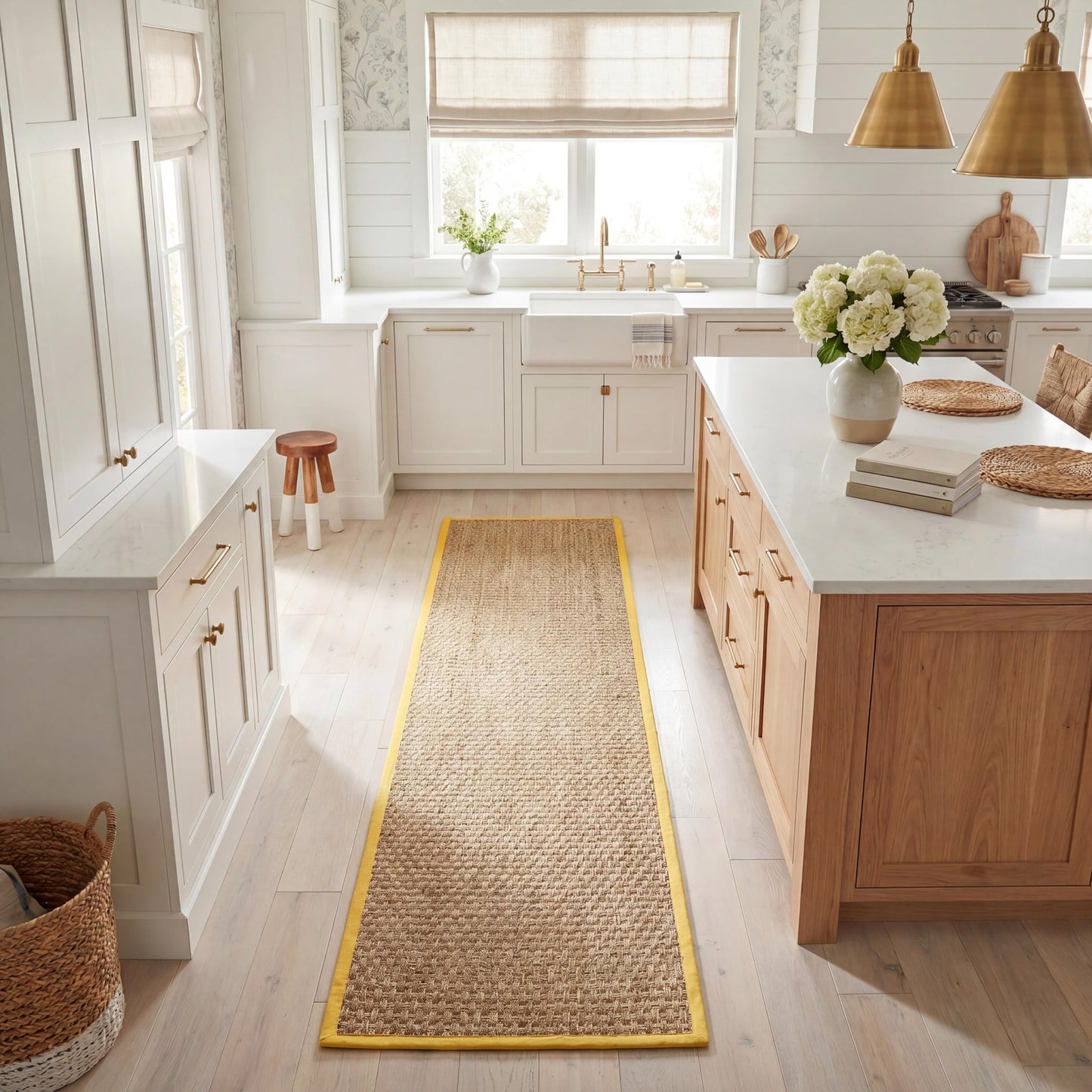 Natural Seagrass Basketweave Area Rug Natural Beige 5x8