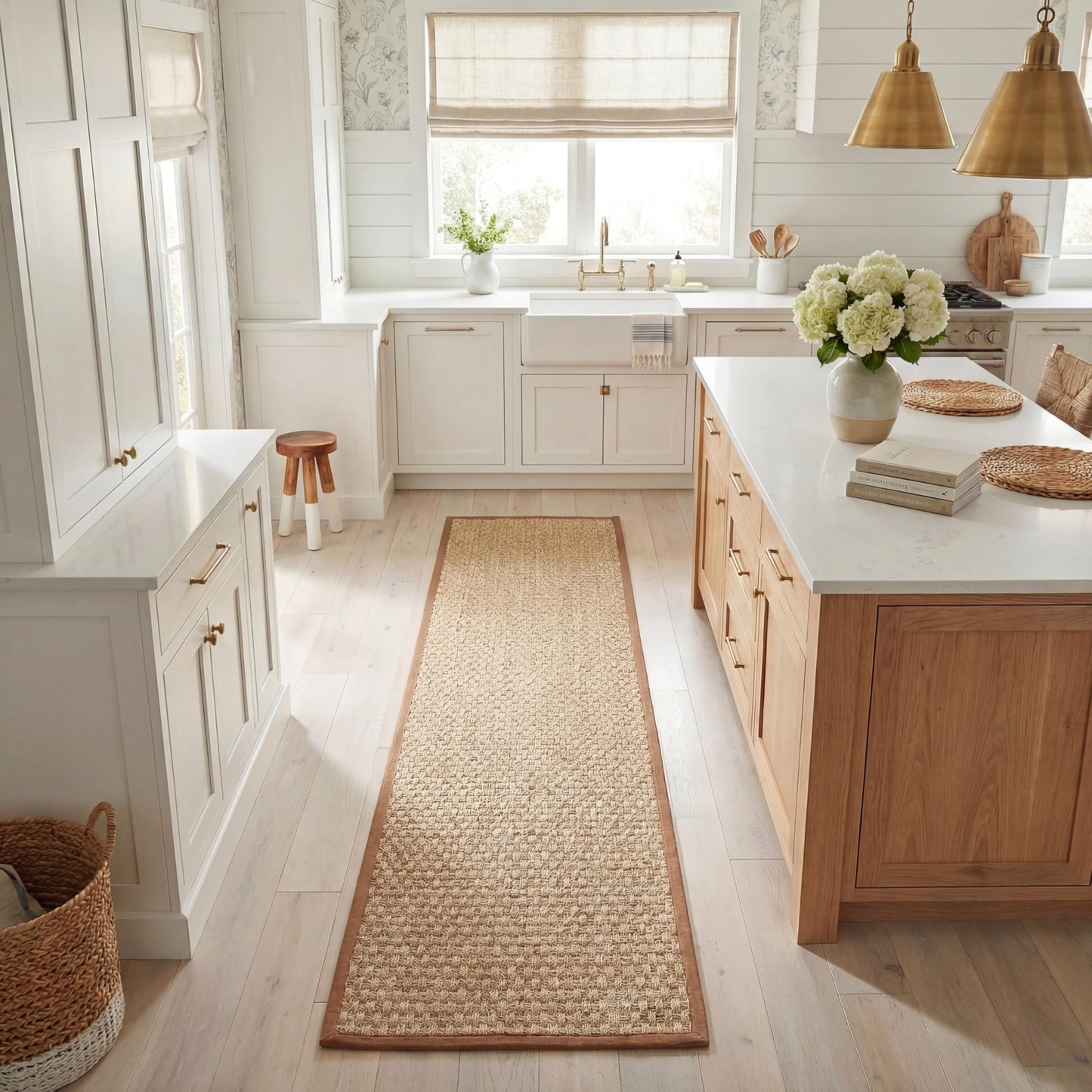 Natural Seagrass Basketweave Area Rug Natural Beige 5x8