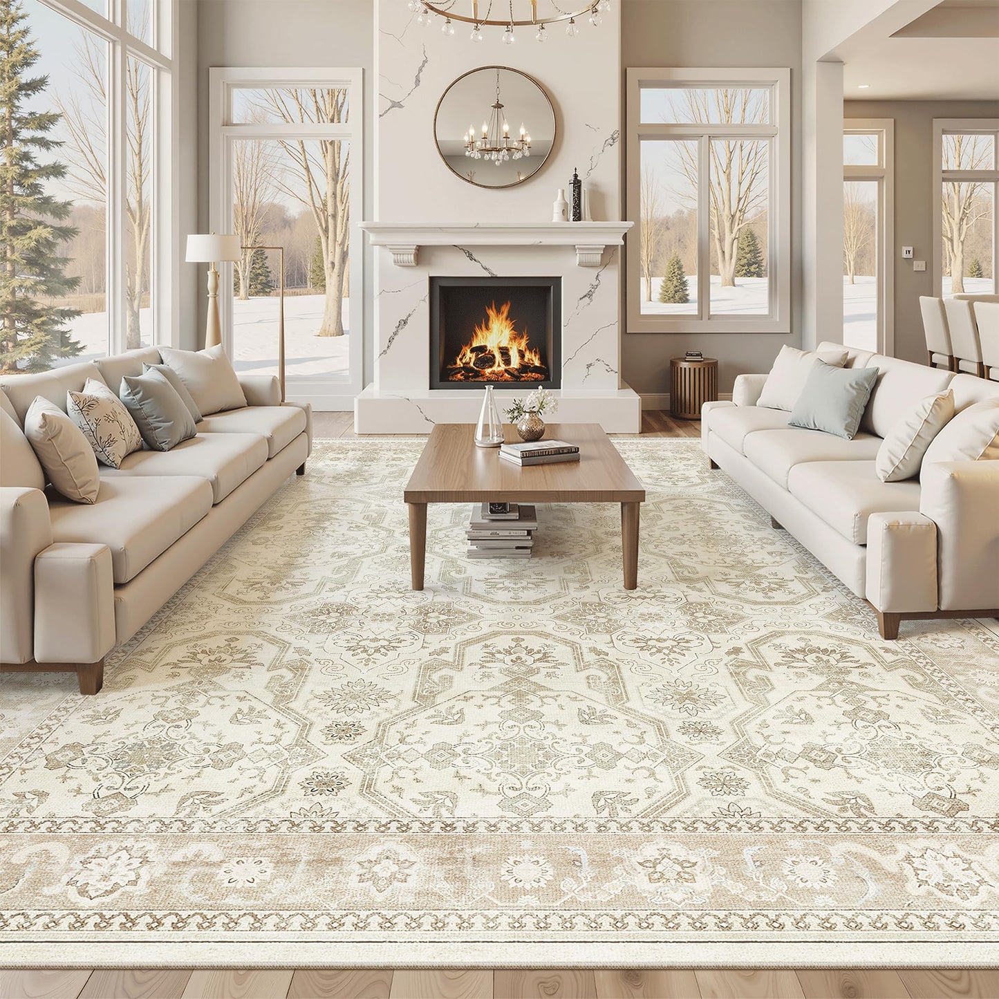 Soalmost Area Rugs for Living Room Dining Room Non-Slip Washable Rug