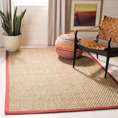 Natural Seagrass Basketweave Area Rug Natural Beige 5x8