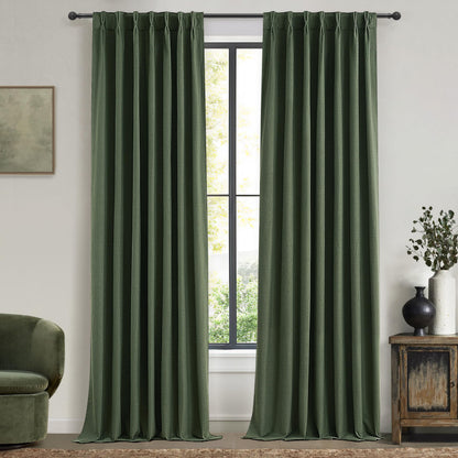 Linen Pinch Pleated Blackout Curtains 2 Panels Drapes for Living Room Bedroom
