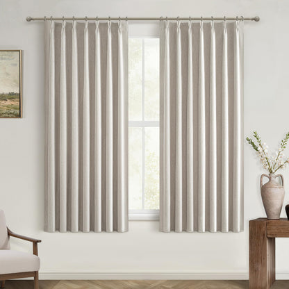 Linen Pinch Pleated Blackout Curtains 2 Panels Drapes for Living Room Bedroom