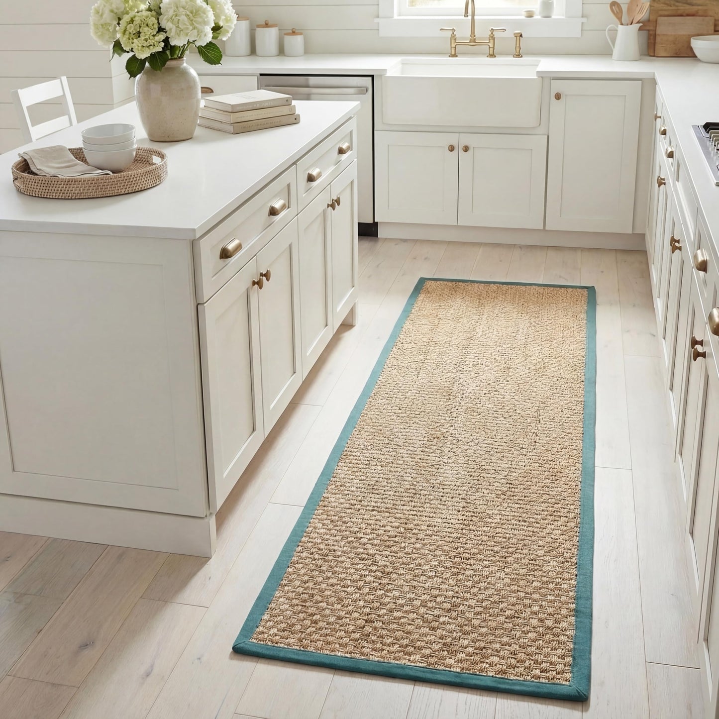 Natural Seagrass Basketweave Area Rug Natural Beige 5x8