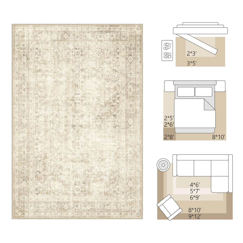 FMFUNCTEX Vintage Distressed Oriental Rug