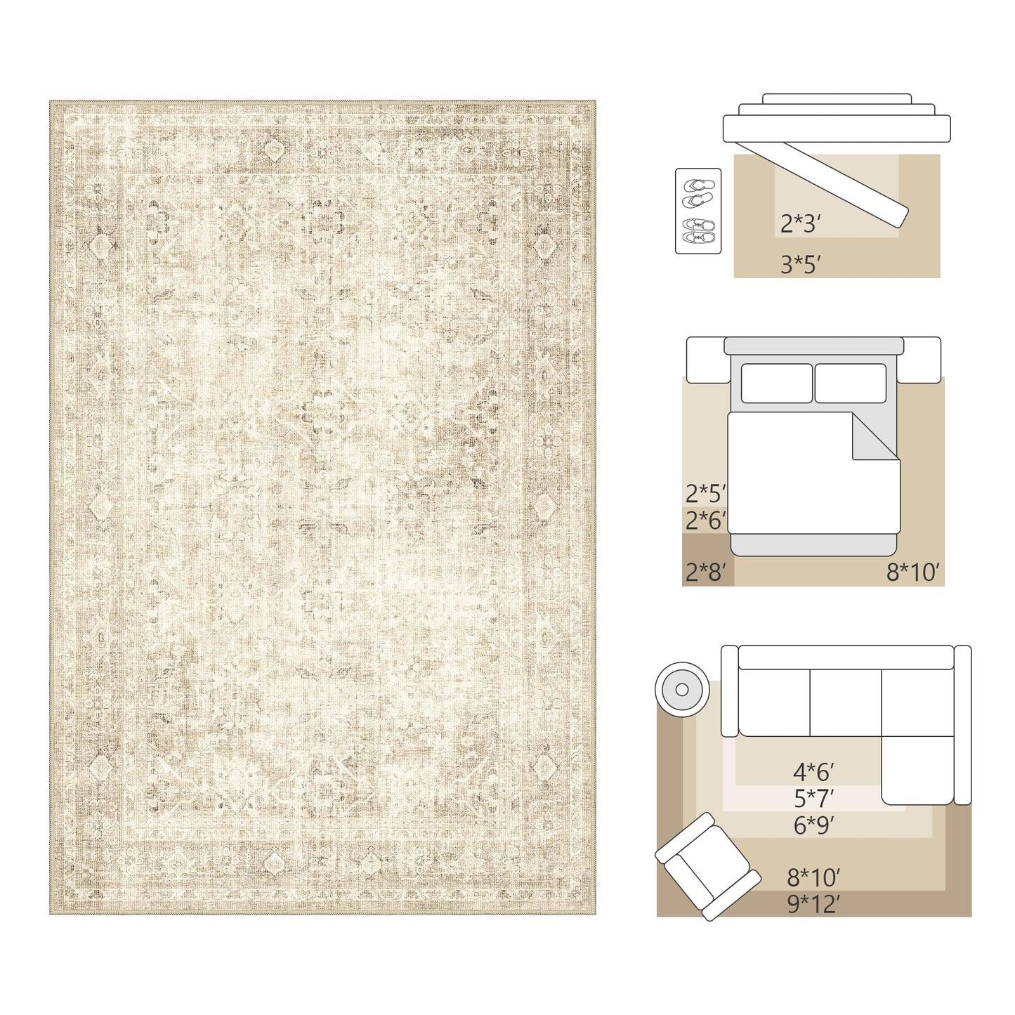 FMFUNCTEX Vintage Distressed Oriental Rug