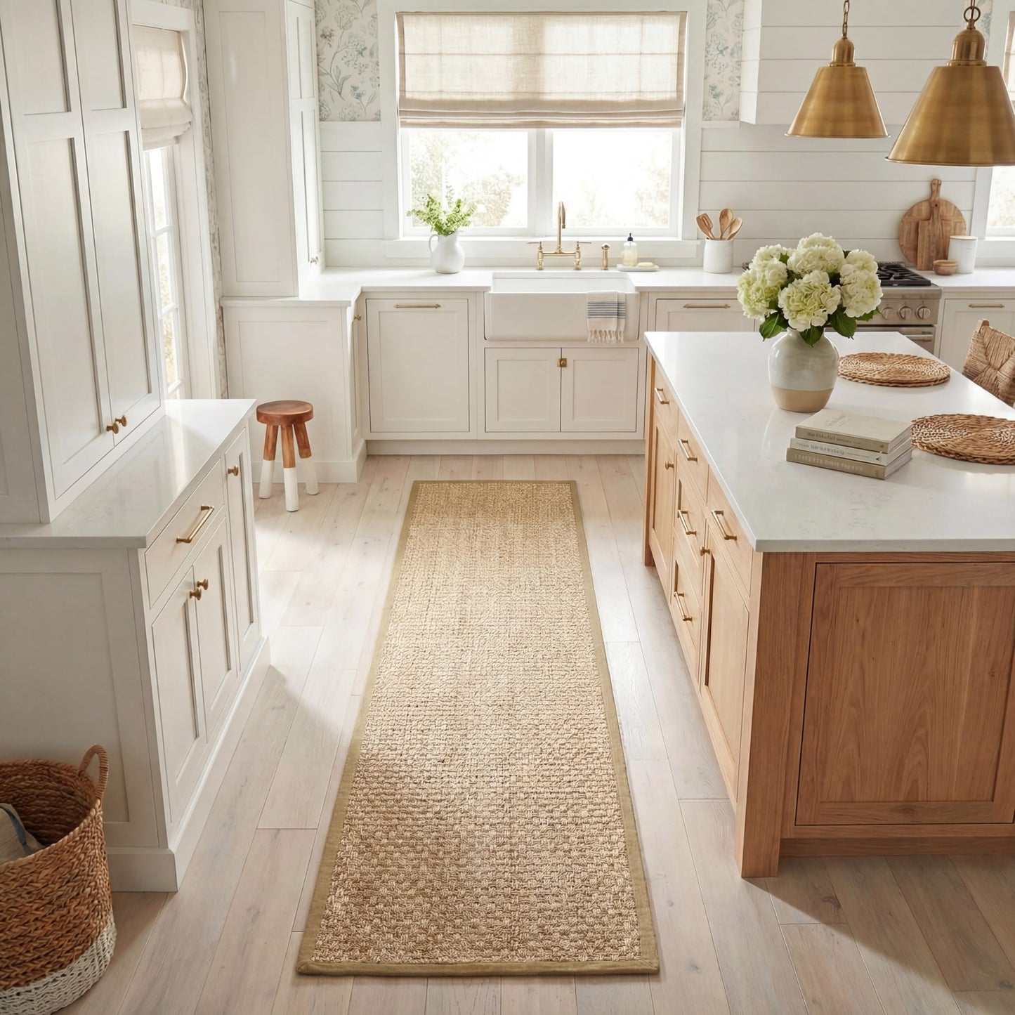 Natural Seagrass Basketweave Area Rug Natural Beige 5x8