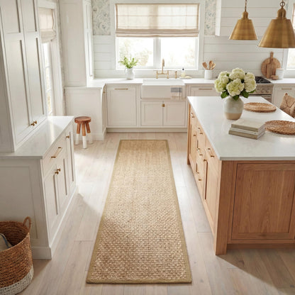 Natural Seagrass Basketweave Area Rug Natural Beige 5x8