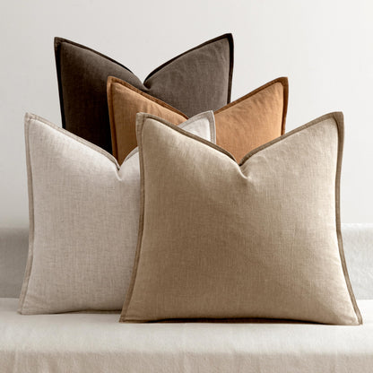 Linen Decorative Throw Pillow Covers Set of 4 Natural Boho Farmhouse Sofa Bed Cushion Covers