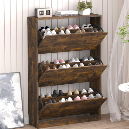 3-Flip Drawer Shoe Cabinet Freestanding Entryway Storage Cabinet