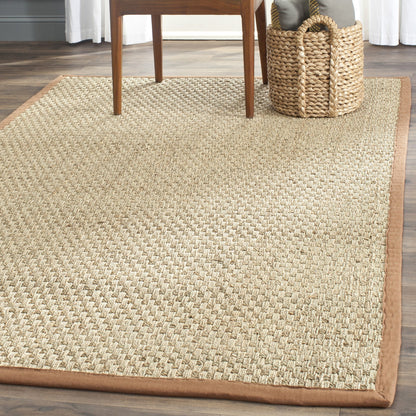 Natural Seagrass Basketweave Area Rug Natural Beige 5x8