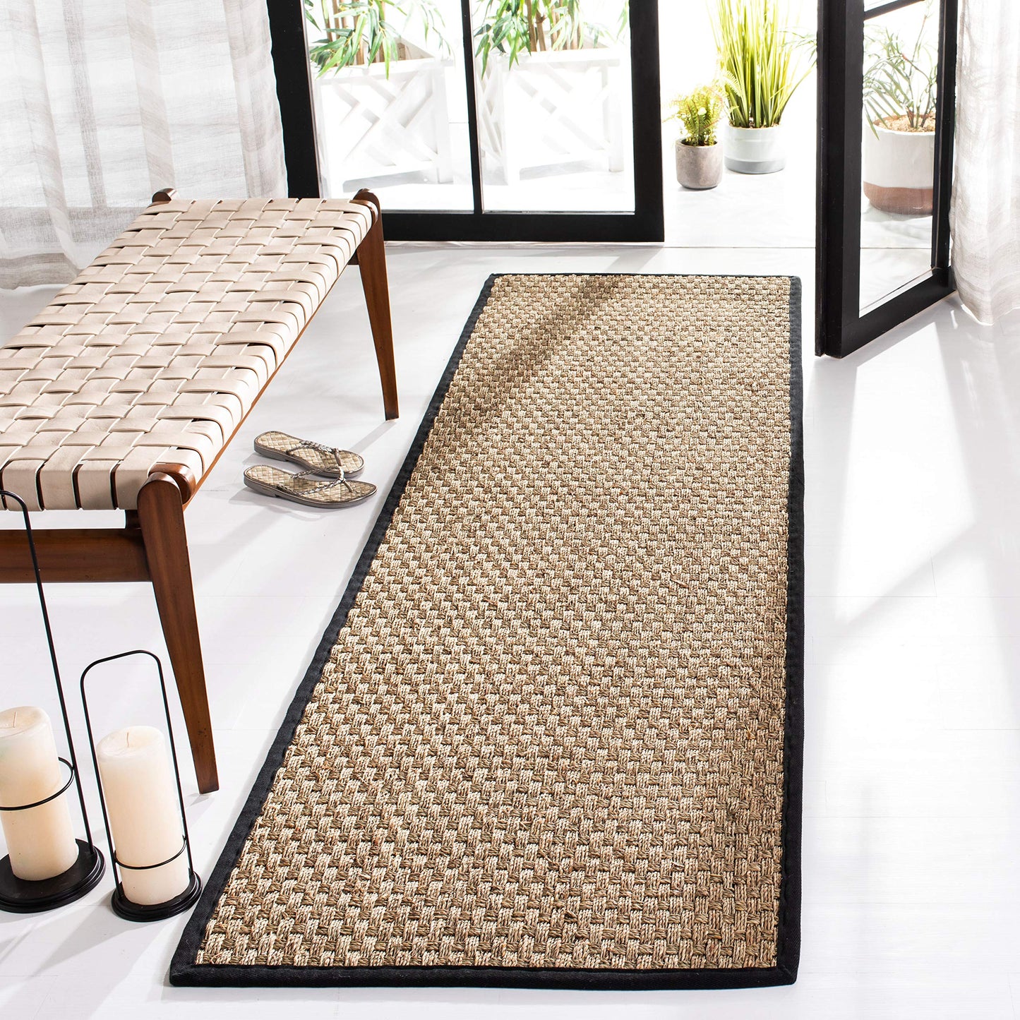 Natural Seagrass Basketweave Area Rug Natural Beige 5x8