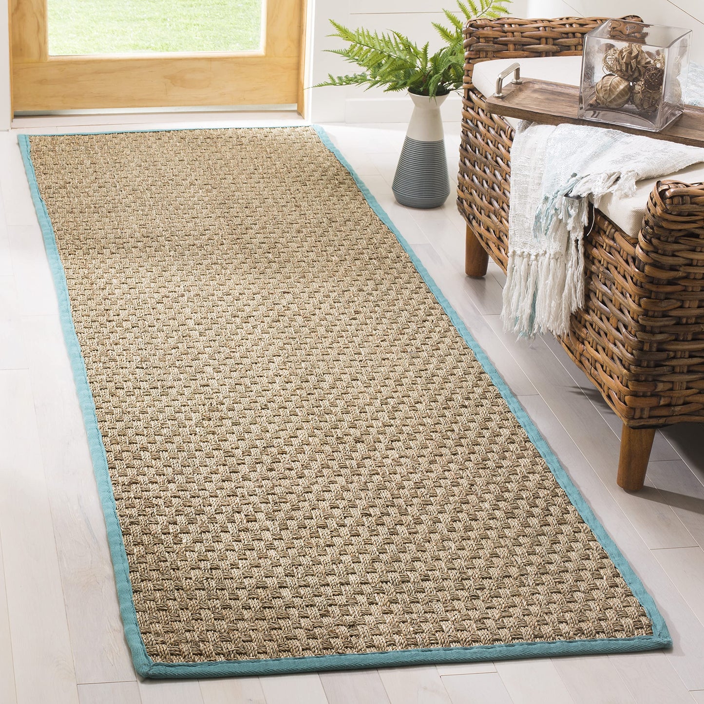Natural Seagrass Basketweave Area Rug Natural Beige 5x8