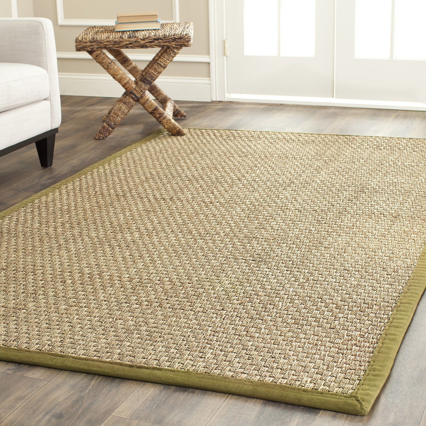 Natural Seagrass Basketweave Area Rug Natural Beige 5x8