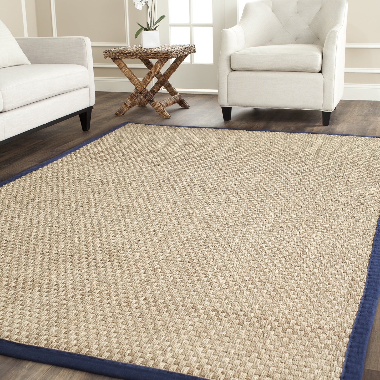 Natural Seagrass Basketweave Area Rug Natural Beige 5x8