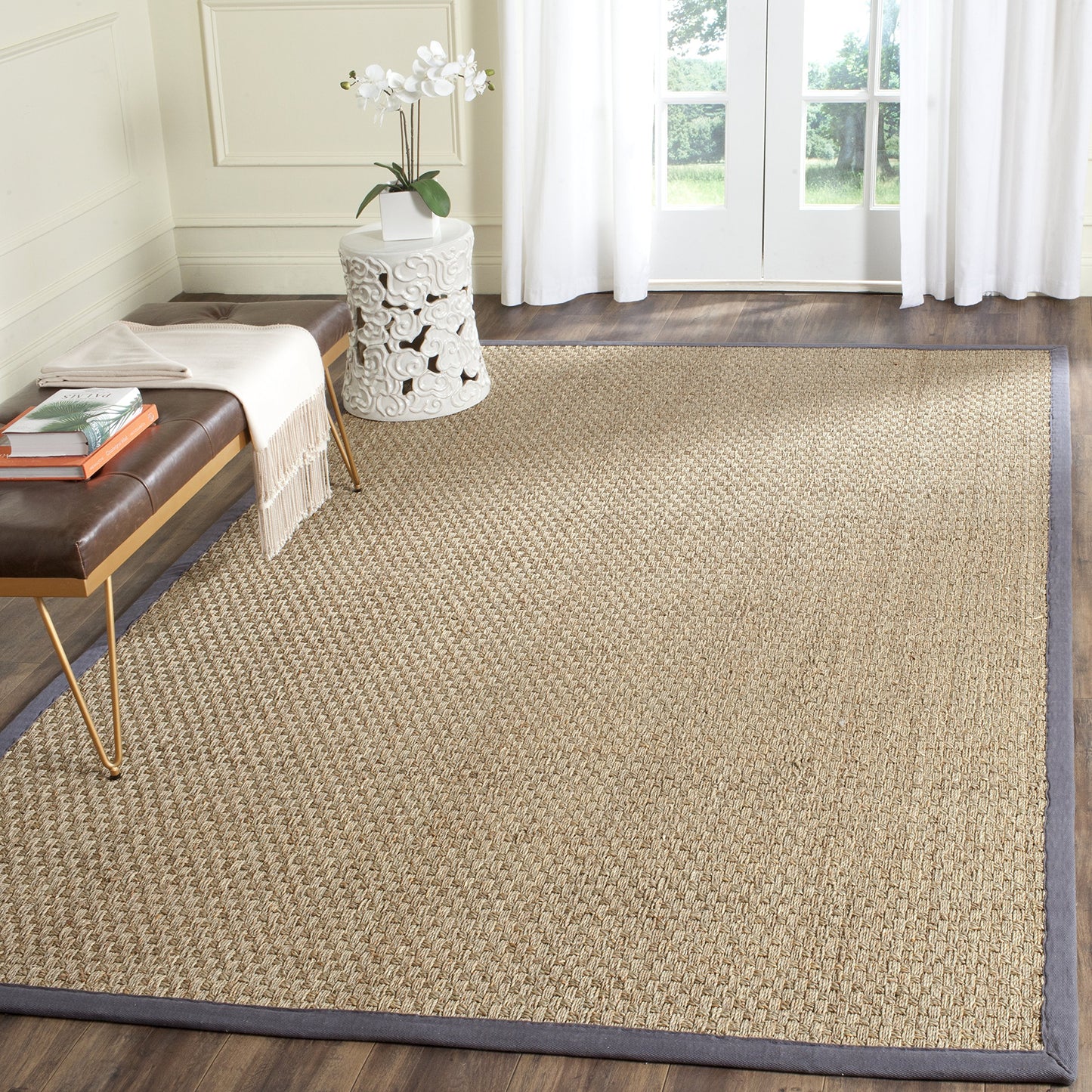 Natural Seagrass Basketweave Area Rug Natural Beige 5x8
