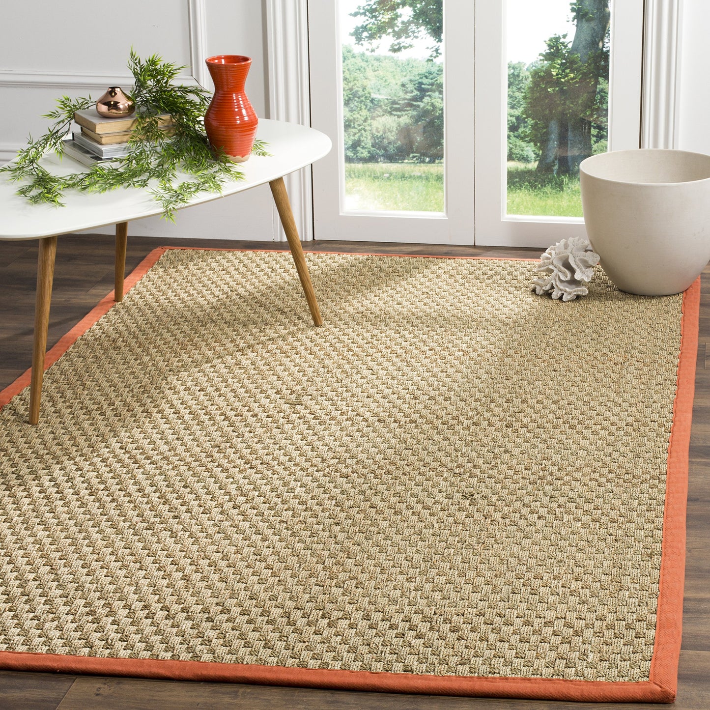 Natural Seagrass Basketweave Area Rug Natural Beige 5x8
