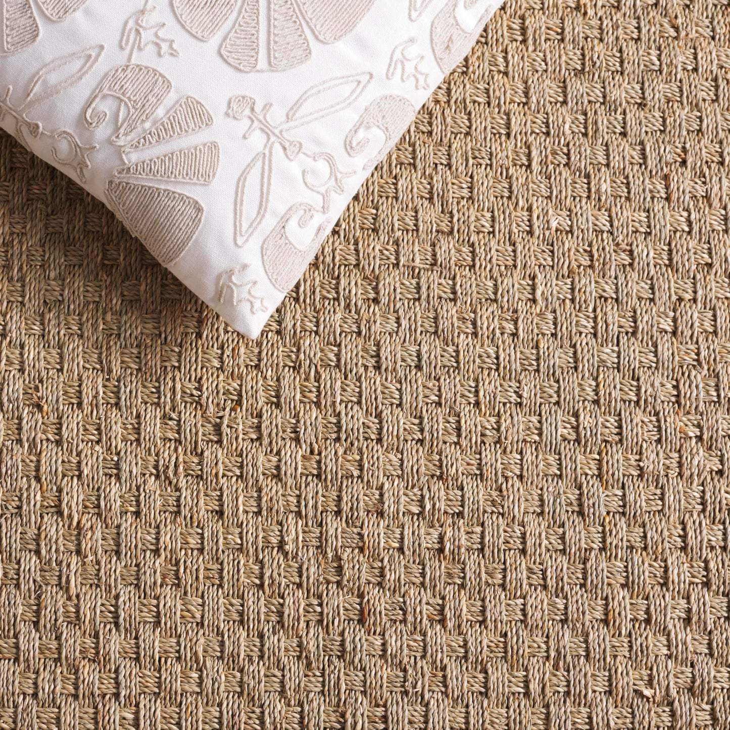 Natural Seagrass Basketweave Area Rug Natural Beige 5x8