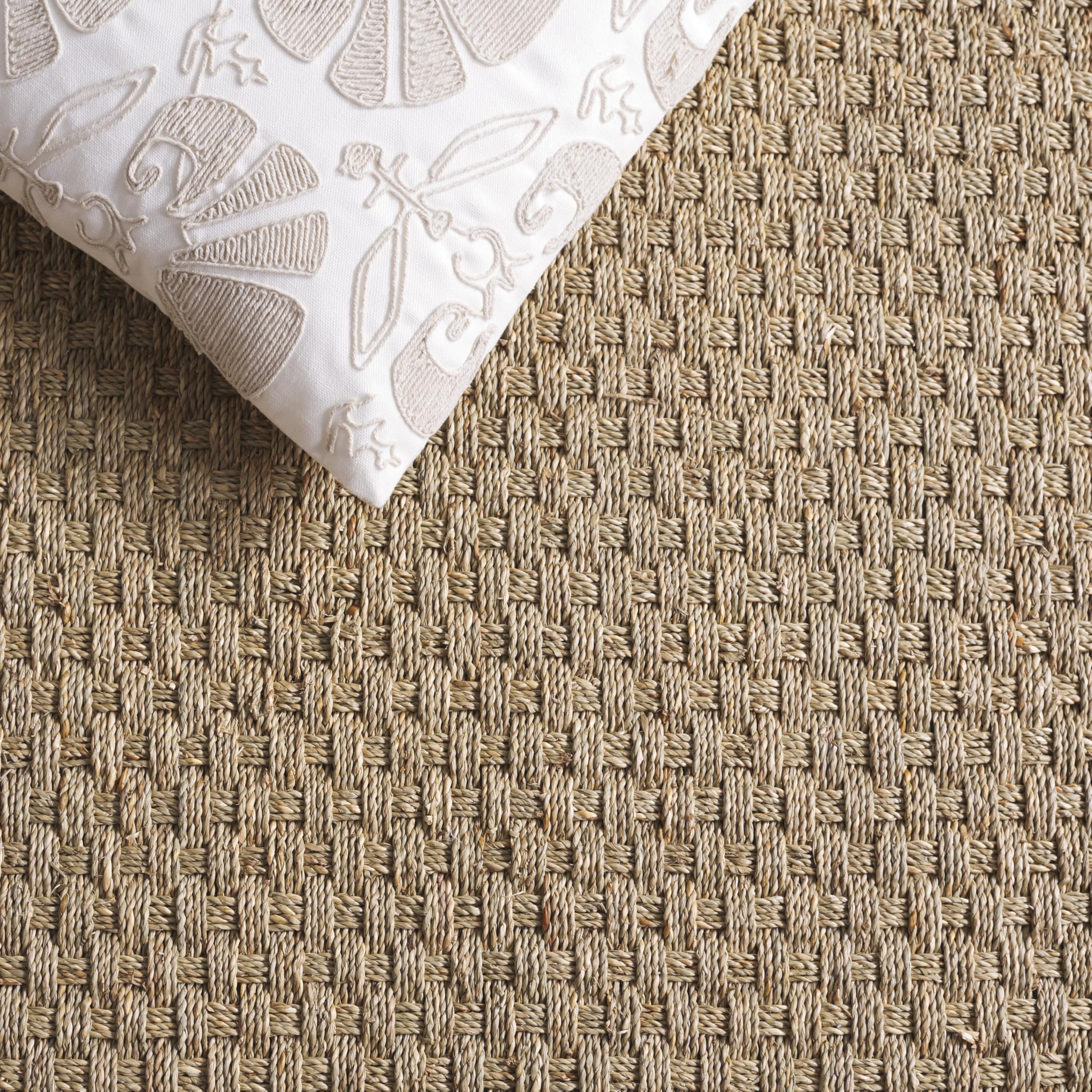 Natural Seagrass Basketweave Area Rug Natural Beige 5x8