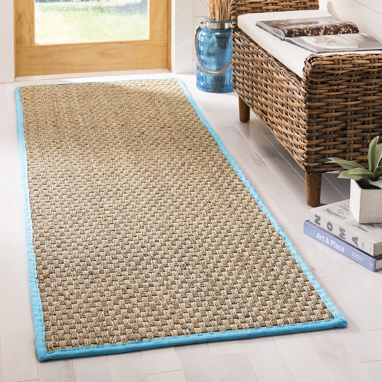 Natural Seagrass Basketweave Area Rug Natural Beige 5x8
