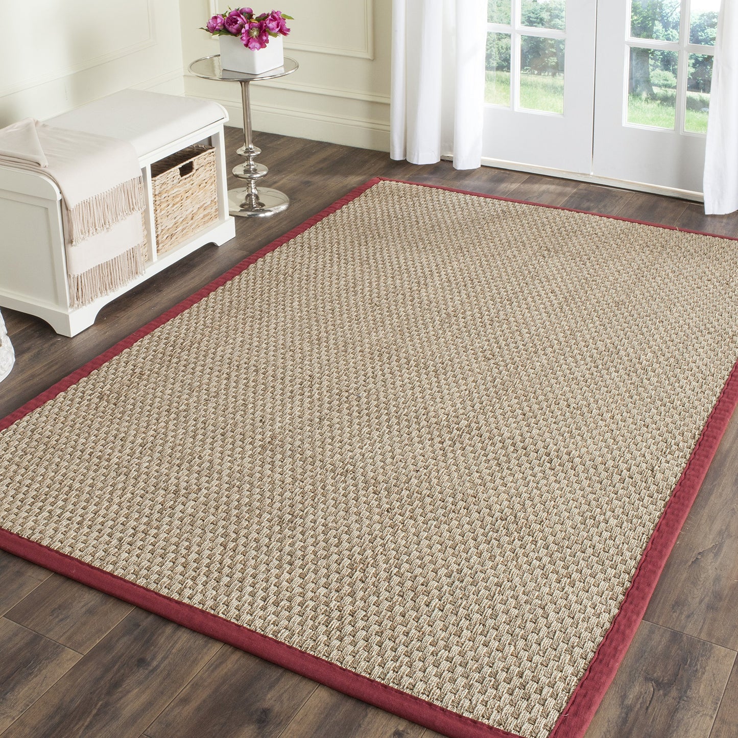 Natural Seagrass Basketweave Area Rug Natural Beige 5x8