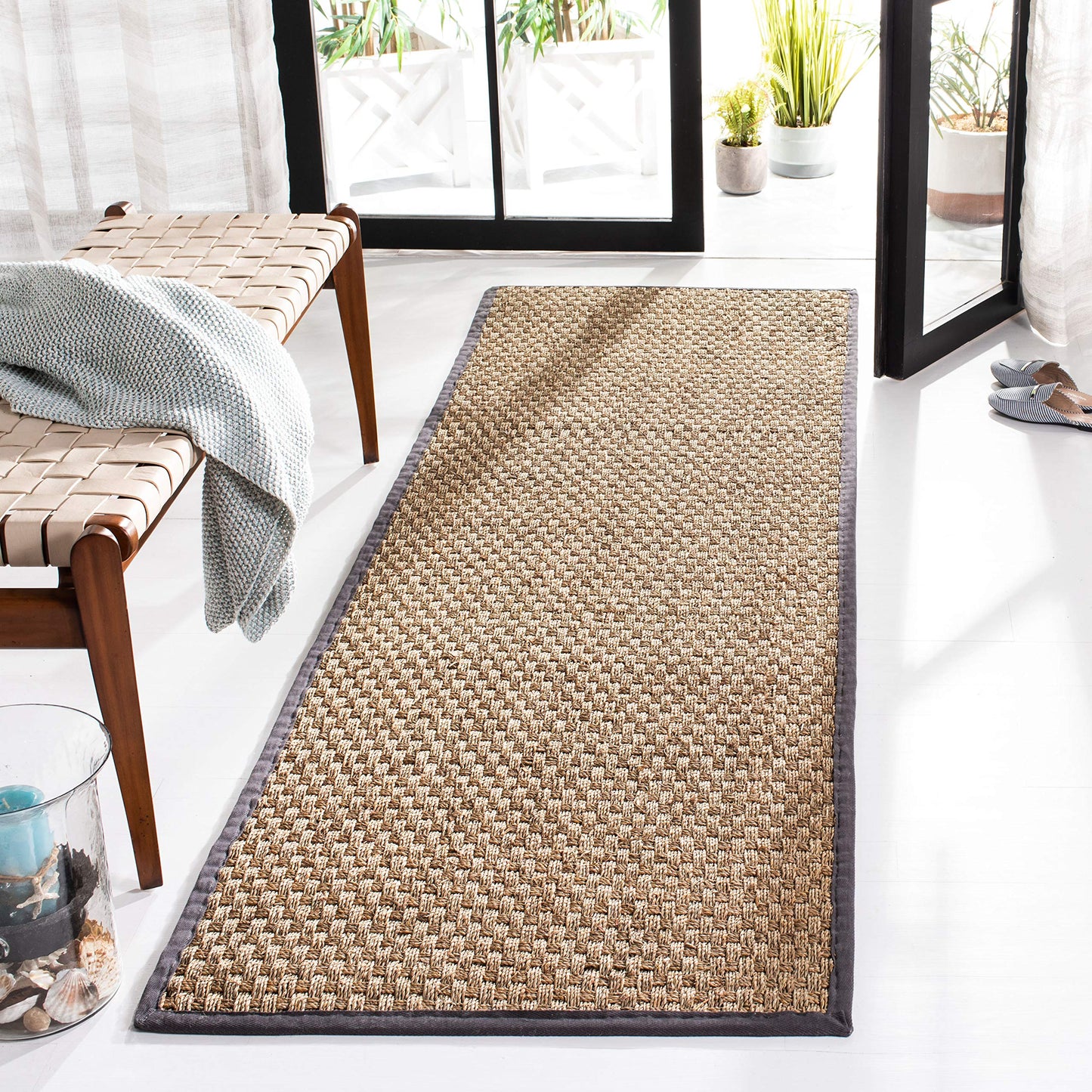 Natural Seagrass Basketweave Area Rug Natural Beige 5x8