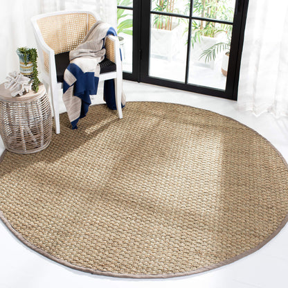 Natural Seagrass Basketweave Area Rug Natural Beige 5x8