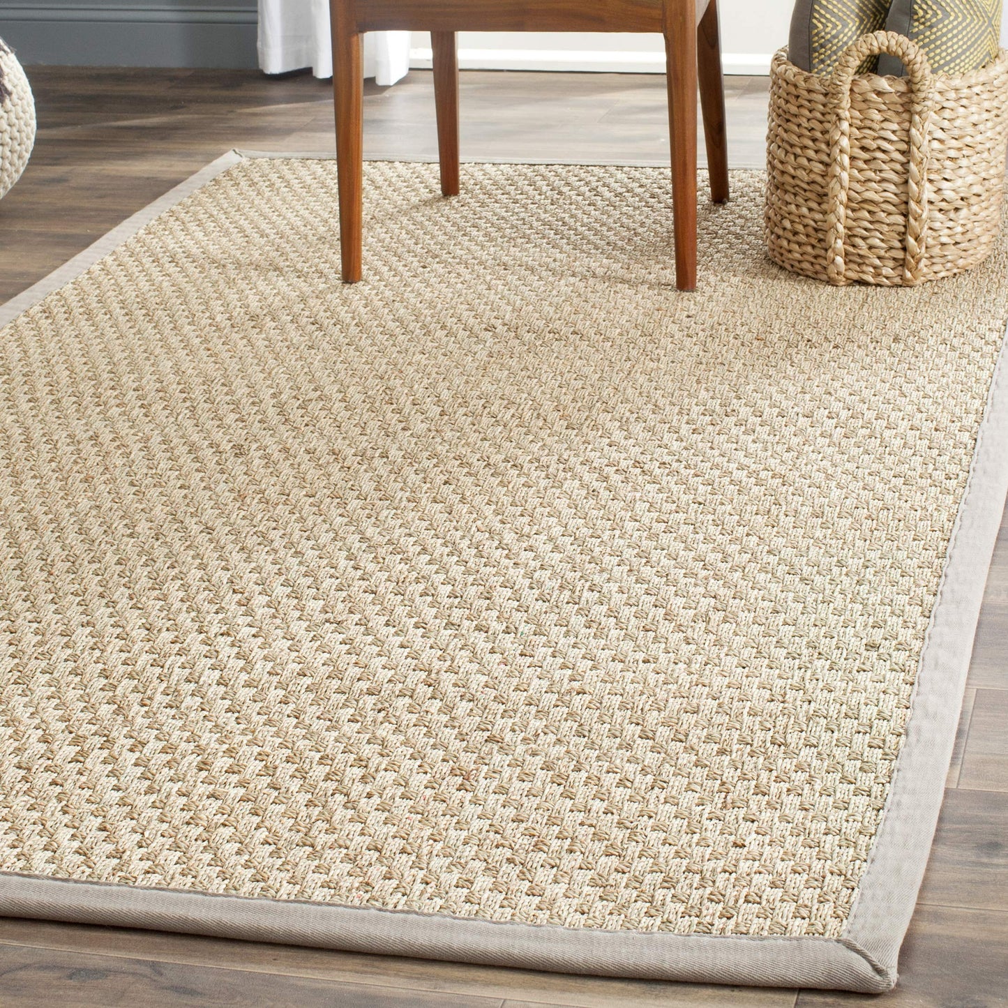 Natural Seagrass Basketweave Area Rug Natural Beige 5x8