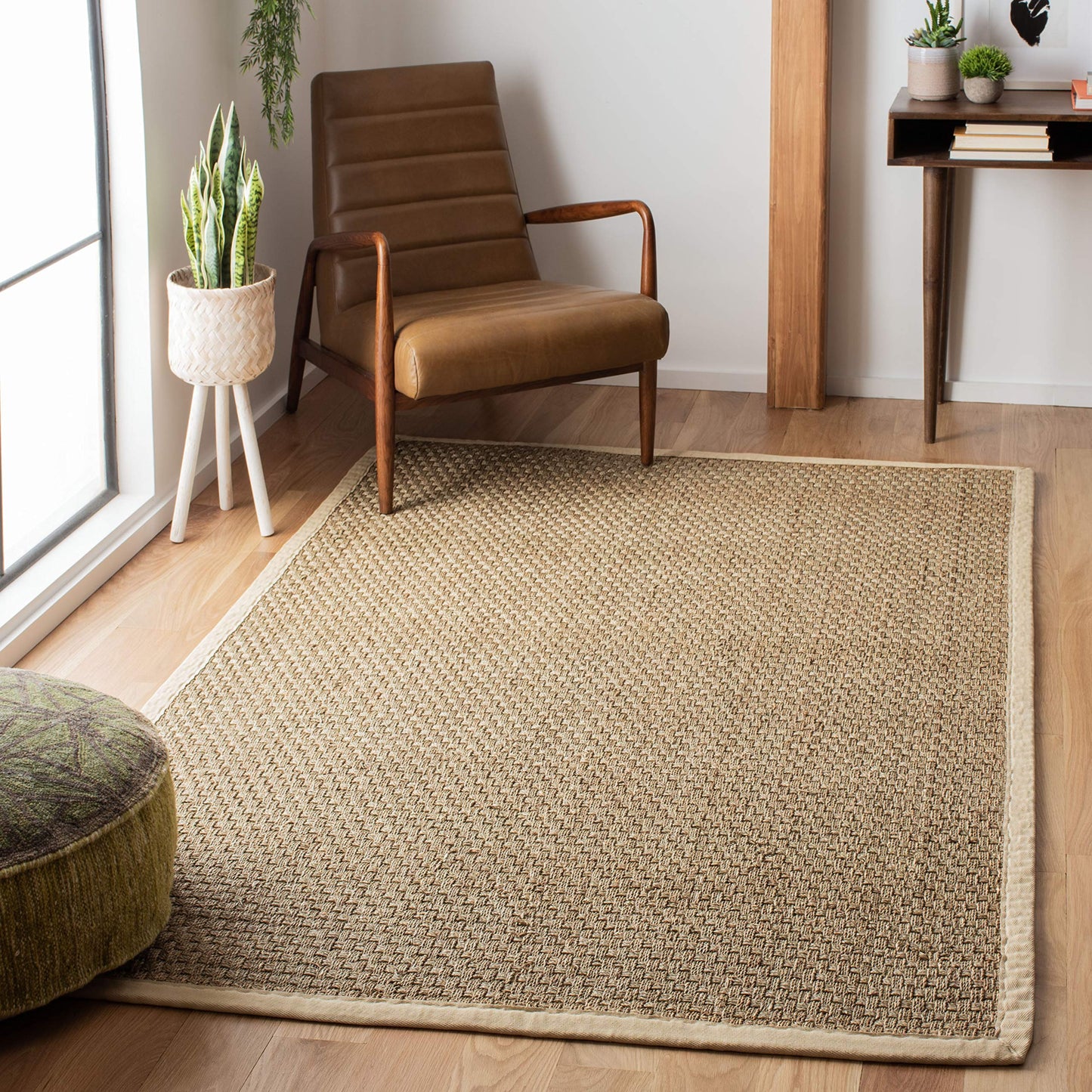 Natural Seagrass Basketweave Area Rug Natural Beige 5x8