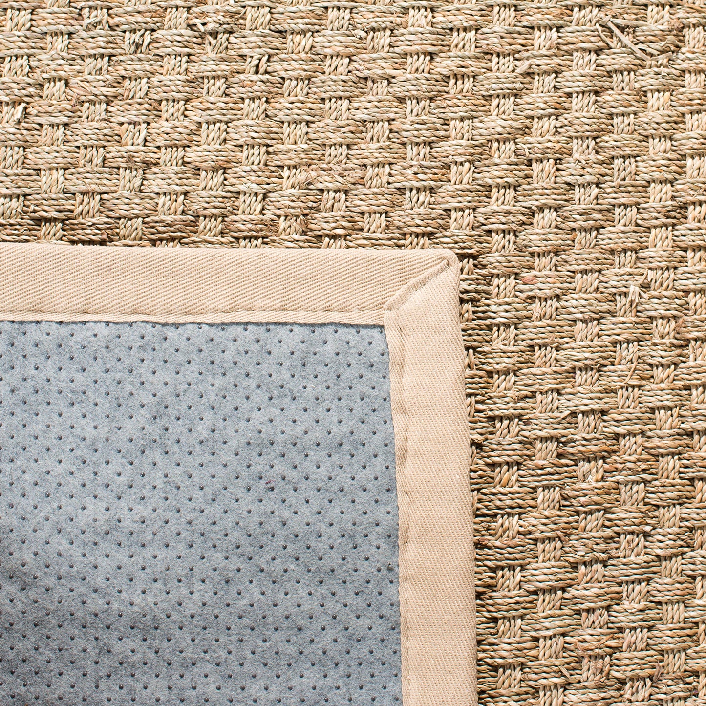Natural Seagrass Basketweave Area Rug Natural Beige 5x8