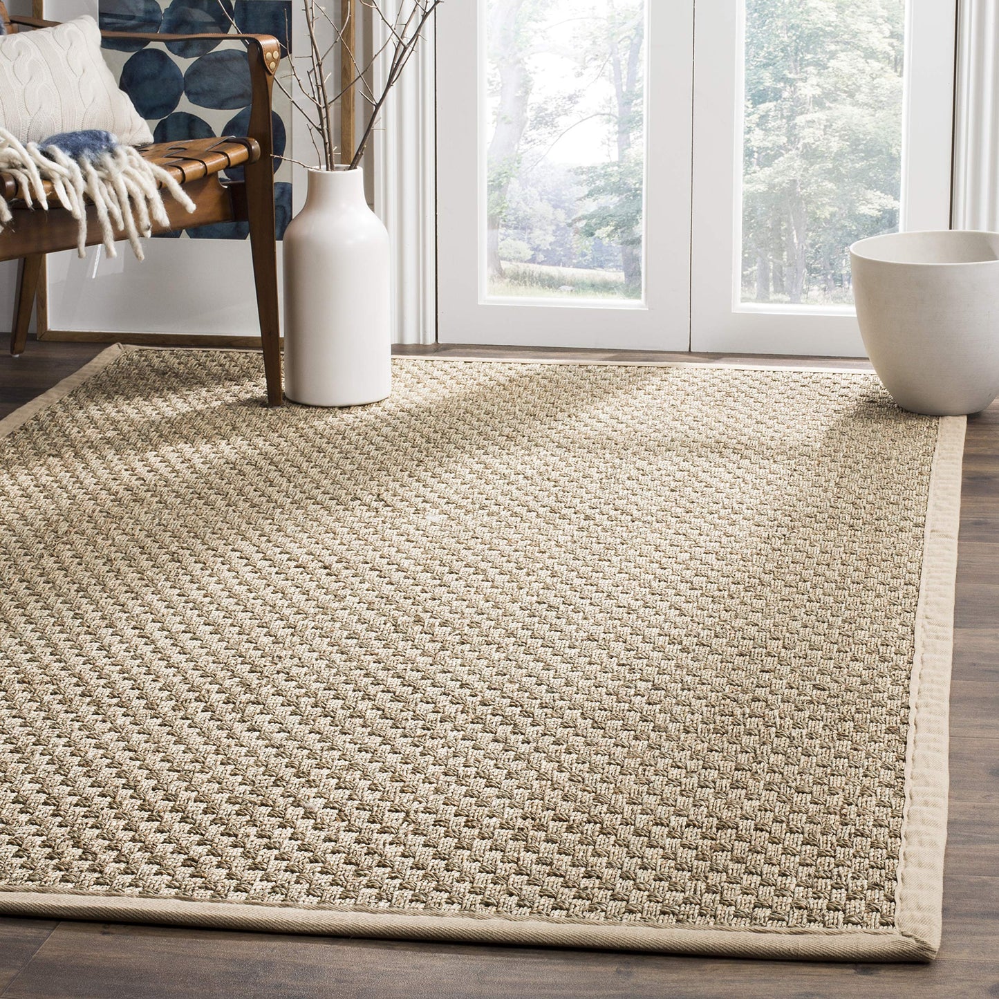 Natural Seagrass Basketweave Area Rug Natural Beige 5x8