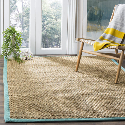 Natural Seagrass Basketweave Area Rug Natural Beige 5x8