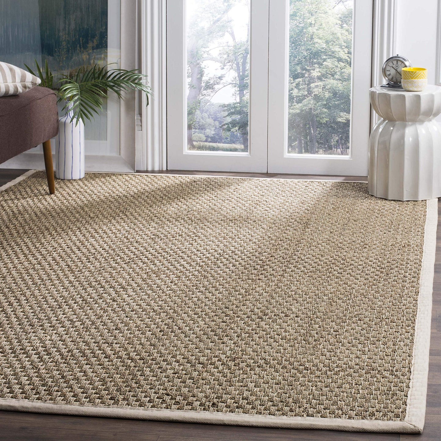 Natural Seagrass Basketweave Area Rug Natural Beige 5x8