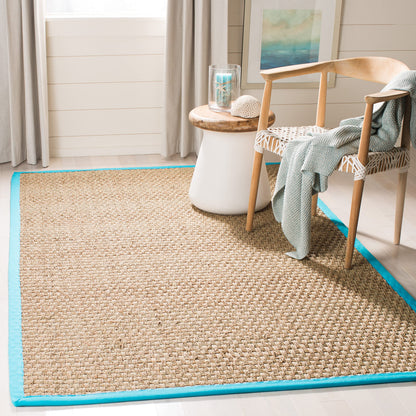 Natural Seagrass Basketweave Area Rug Natural Beige 5x8