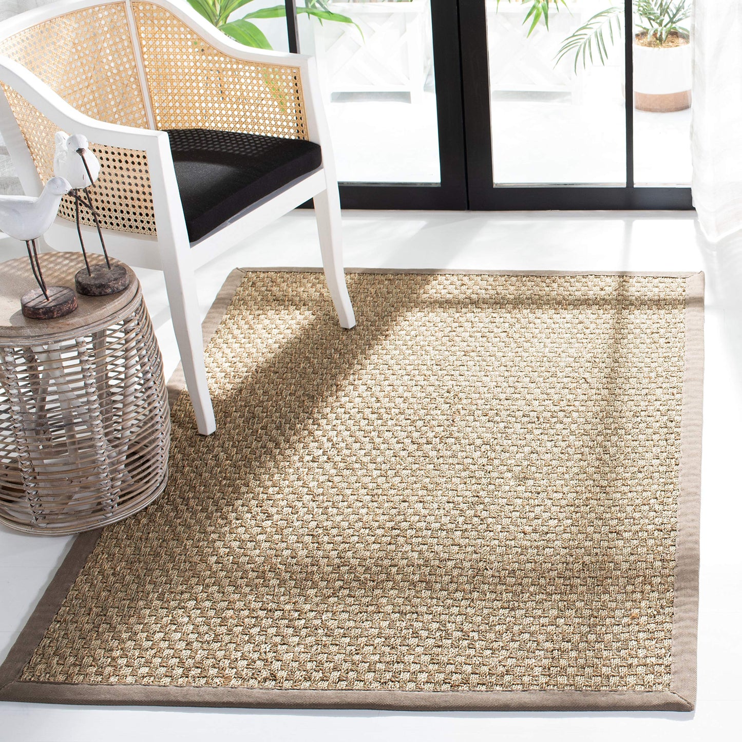 Natural Seagrass Basketweave Area Rug Natural Beige 5x8