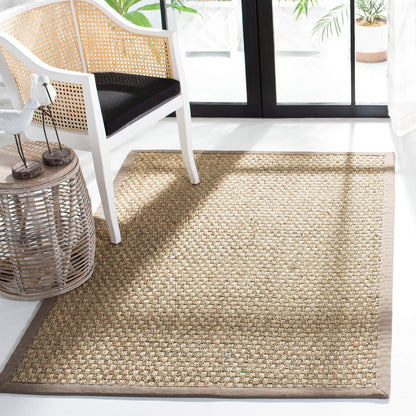Natural Seagrass Basketweave Area Rug Natural Beige 5x8