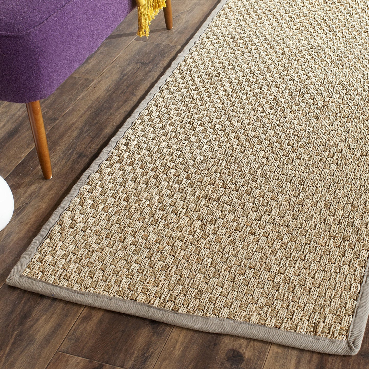 Natural Seagrass Basketweave Area Rug Natural Beige 5x8